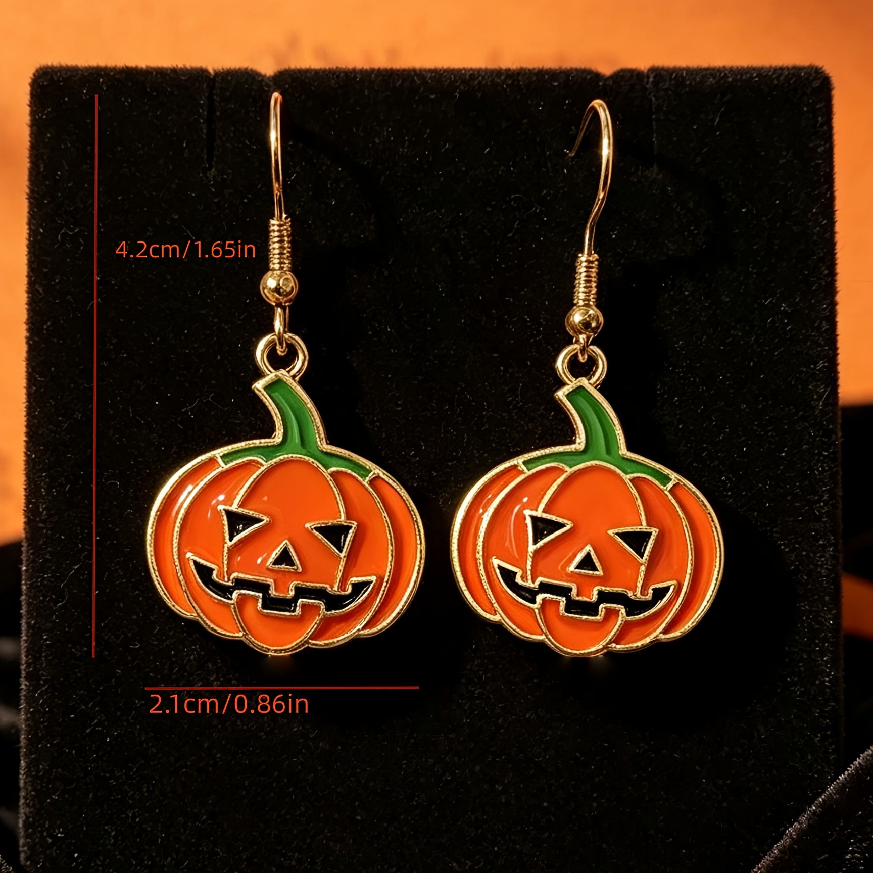 Cartoon Jack-o'-lantern Earrings, Halloween Party Accessory